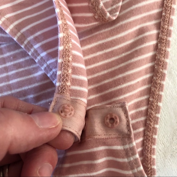 Pink w/White Stripes Off Shoulder Bodysuit, M(6) - Picture 8 of 8